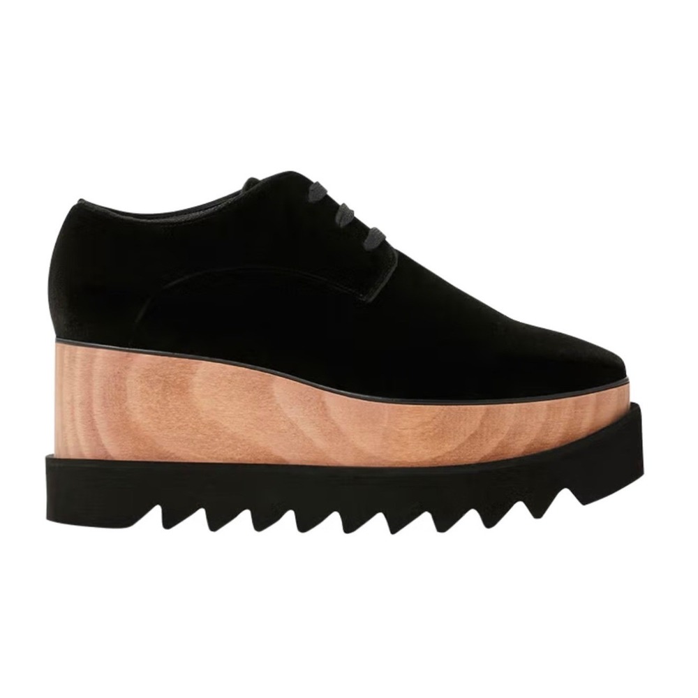New! Stella McCartney Elyse Velvet Platform Brogues Black‎ Size 39.5 US 9 9.5
